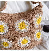 Women’s Handmade Crochet Floral Square Shoulder Bag Purse for Boho Everyday Style & Gifts