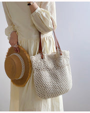 Women’s Floral Design Cotton Knitted Shoulder Bag for Boho Everyday Style & Gifts