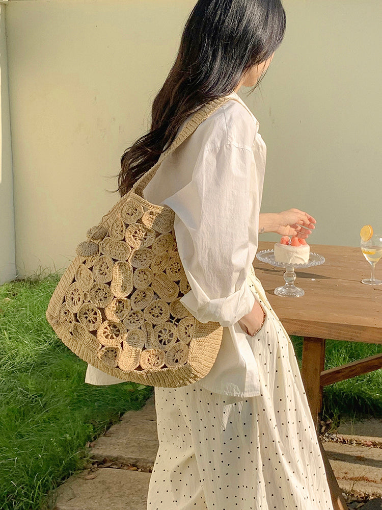 Women’s Soft Raffia Woven Summer Straw Shoulder Bag Tote Bag for Beach, Vacation & Summer Outfits