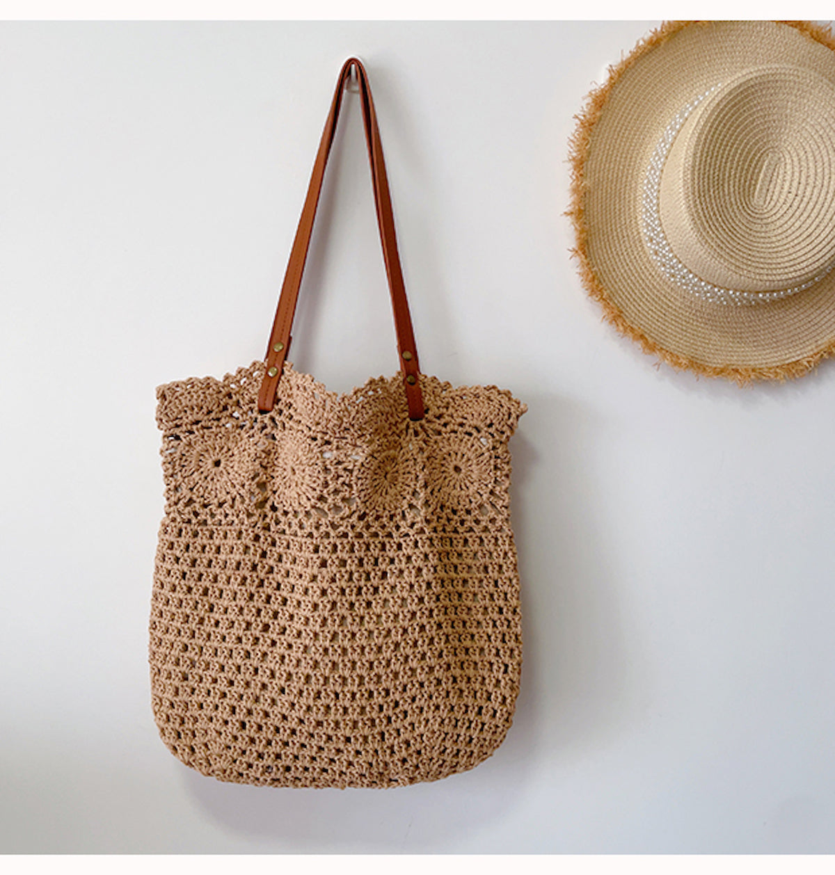 Women’s Floral Design Cotton Knitted Shoulder Bag for Boho Everyday Style & Gifts