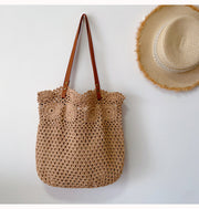 Women’s Floral Design Cotton Knitted Shoulder Bag for Boho Everyday Style & Gifts
