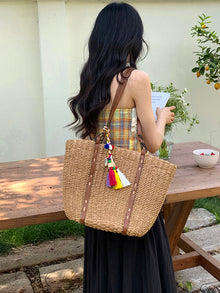 Women’s Beach Straw Woven Tote Bag for Beach, Vacation & Summer Outfits