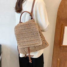 Women’s Straw Backpack with Leather Strap Tote Bag for Beach, Vacation & Summer Outfits