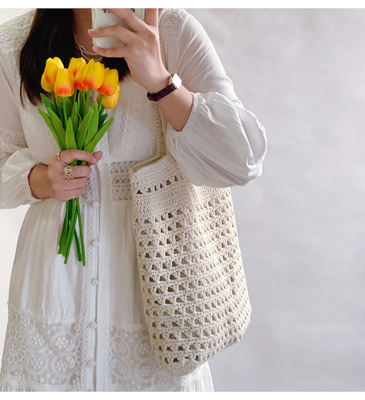 Women’s Handmade Crochet Retro Style Tote Bag for Boho Everyday Style & Gifts