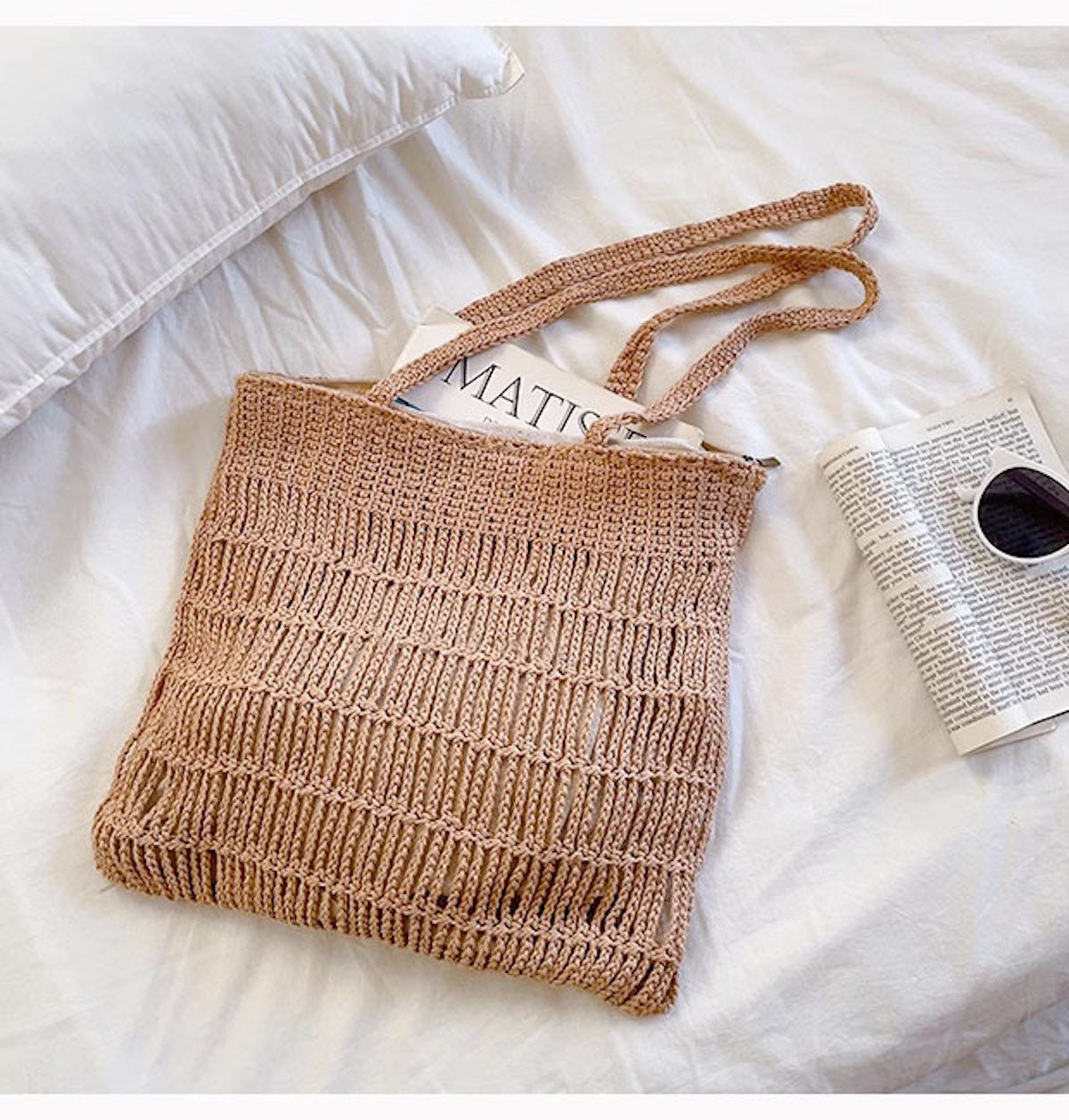 Women’s Retro Cotton Knitted Shoulder Bag Casual Tote Bag for Boho Everyday Style & Gifts