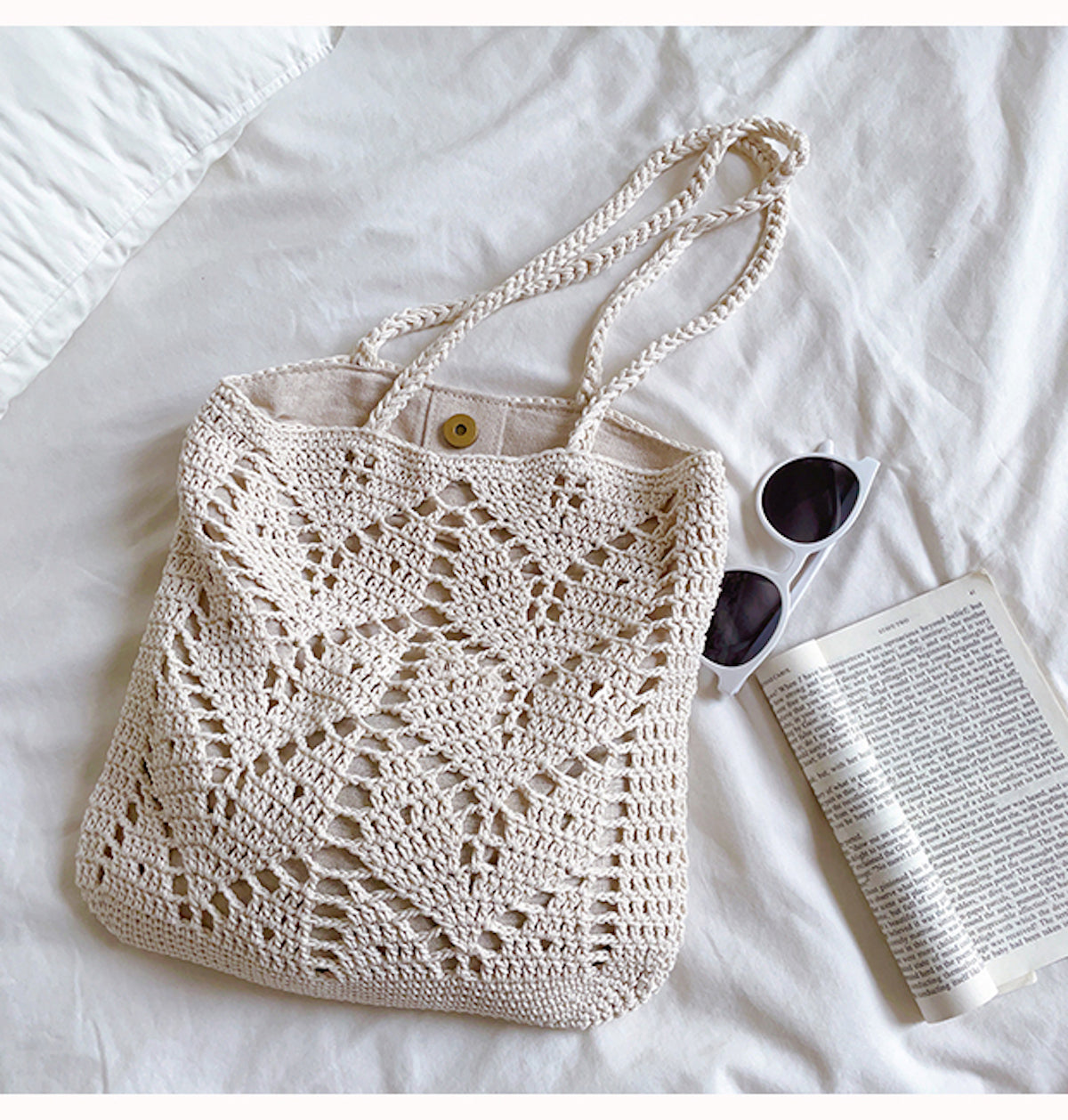 Women’s Retro Artsy Cotton Knitted Bag Shoulder Bag for Boho Everyday Style & Gifts