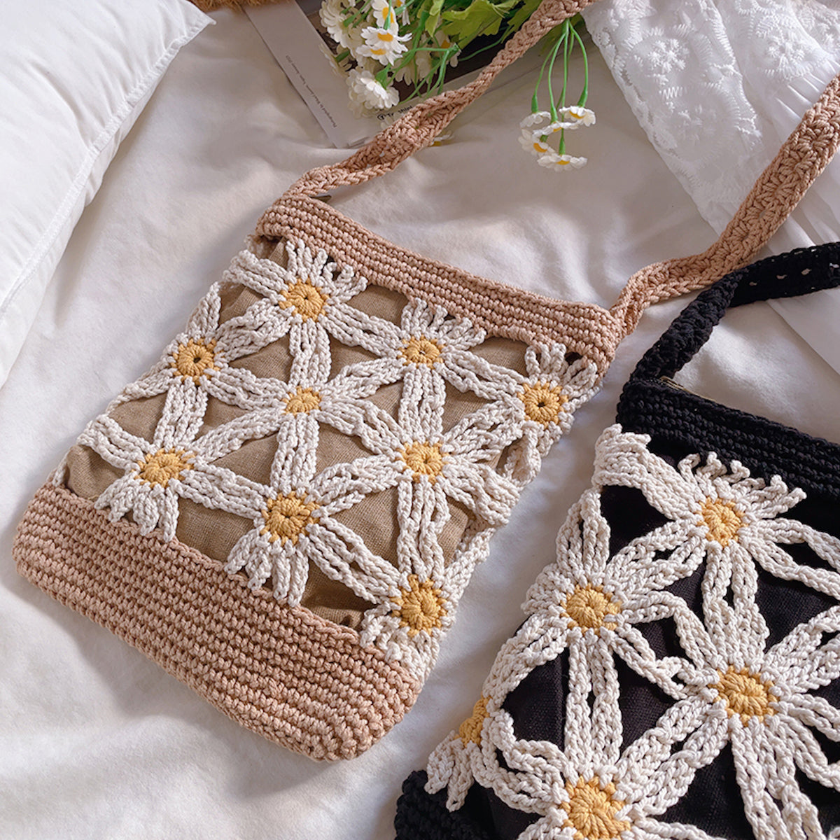 Women’s Crochet Cotton Mini Daisy Purse for Boho Everyday Style & Gifts