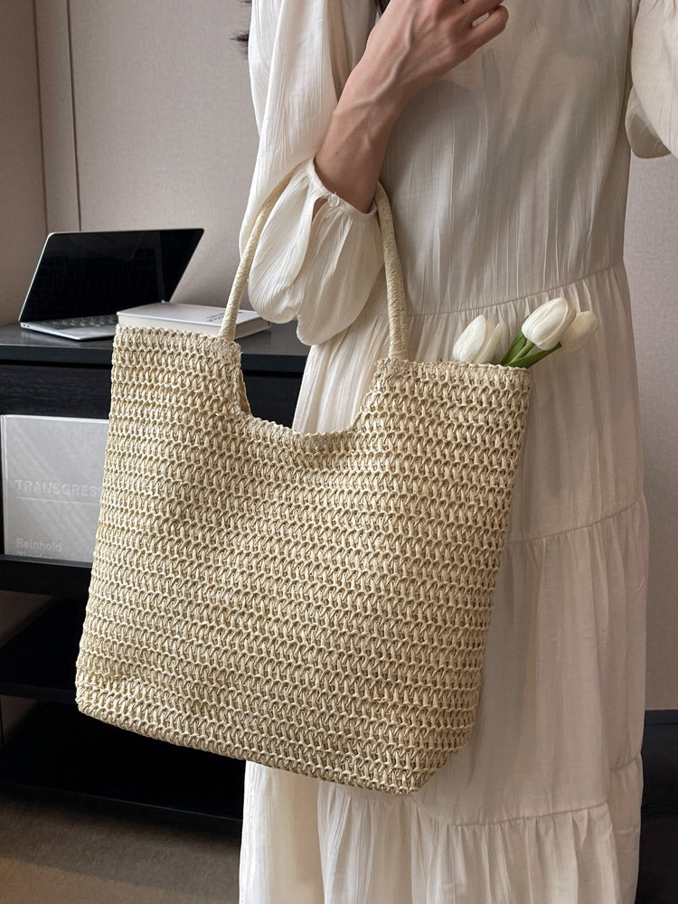 Women’s Retro Straw Woven Tote Bag for Beach, Vacation & Summer Outfits