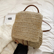 Women’s Straw Backpack with Leather Strap Tote Bag for Beach, Vacation & Summer Outfits