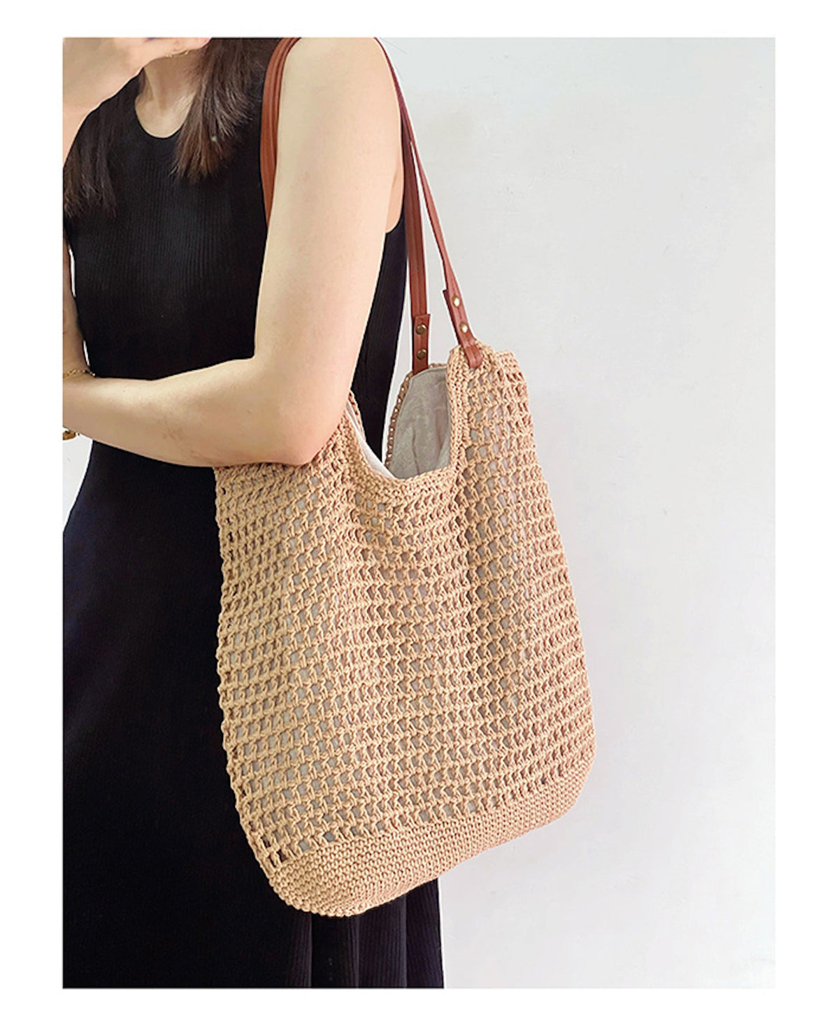Women’s Oversized Cotton Knitted Shoulder Bag for Boho Everyday Style & Gifts