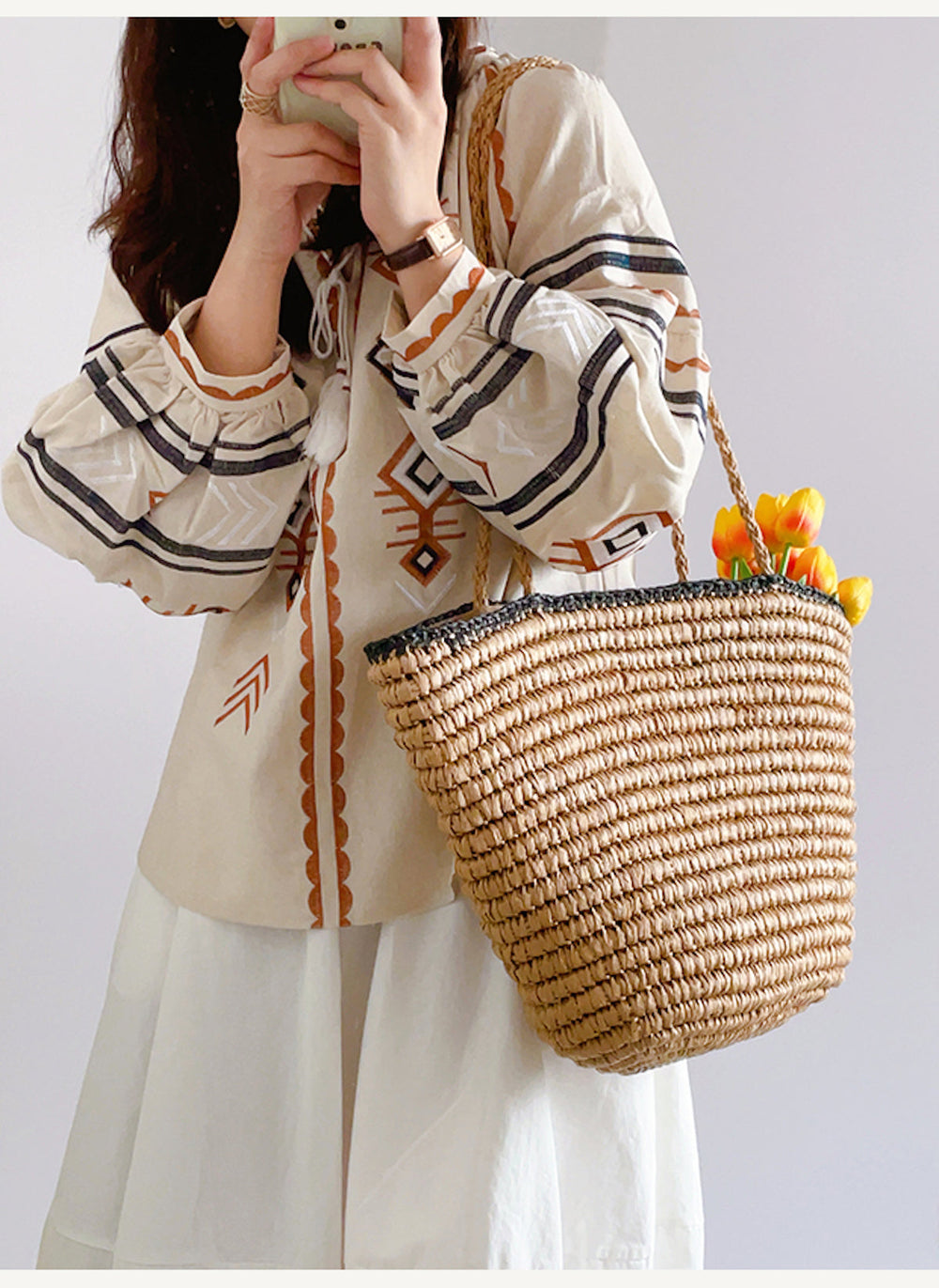 Women’s Summer Straw Basket Summer Tote for Beach, Vacation & Summer Outfits
