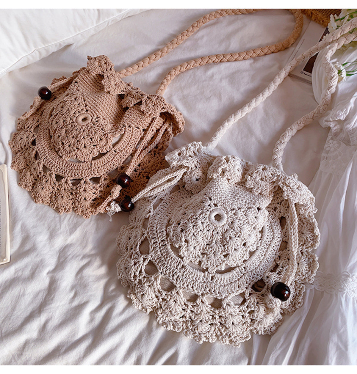 Women’s Crochet Cotton Boho Knitted Shoulder Bag Crossbody Bag for Boho Everyday Style & Gifts