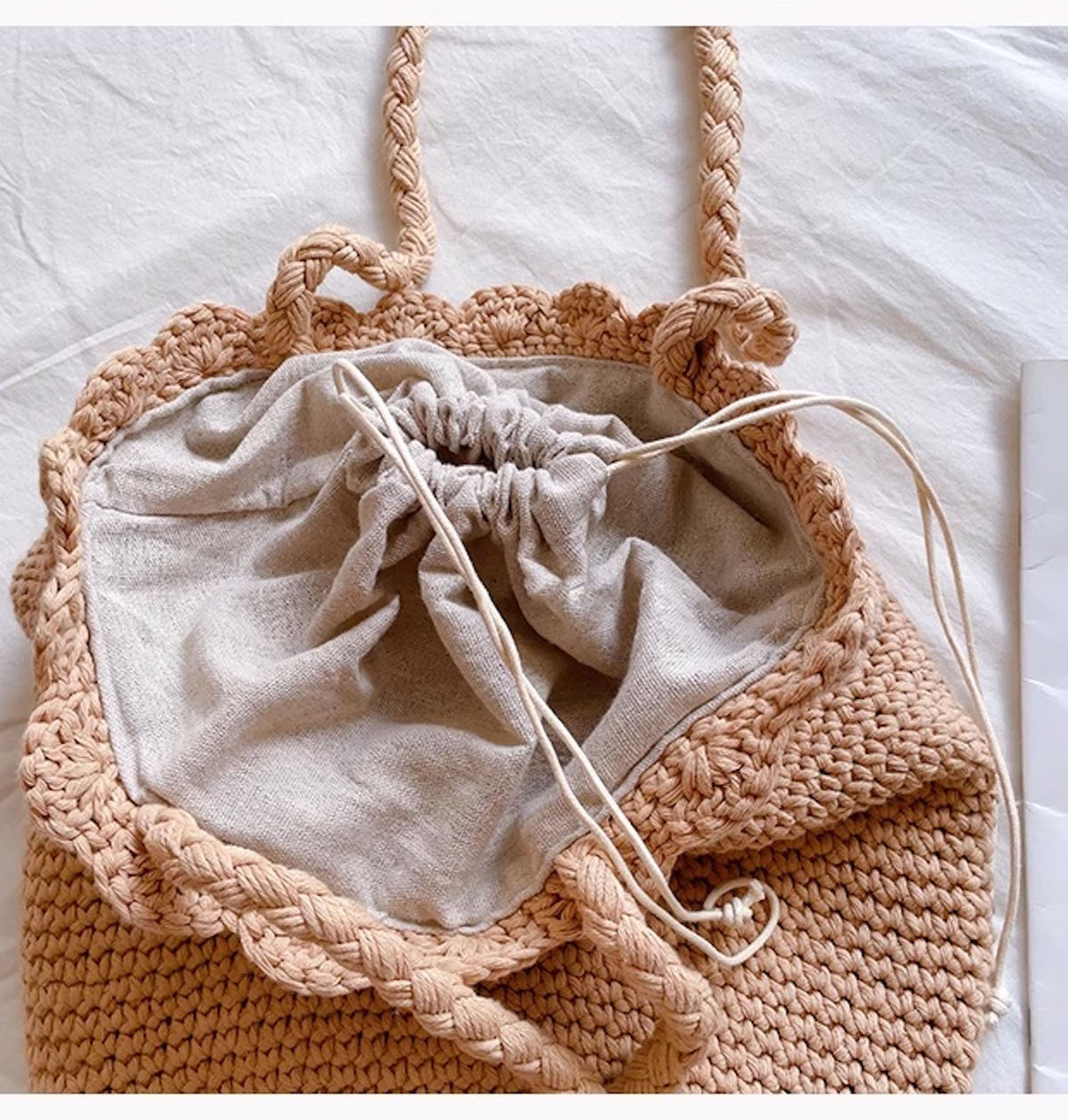 Women’s Cotton Knit Smiley Face Shoulder Bag Purse for Boho Everyday Style & Gifts