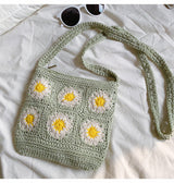 Women’s Handmade Crochet Floral Square Shoulder Bag Purse for Boho Everyday Style & Gifts