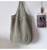 Women’s Retro Cotton Knitted Tote Bag for Boho Everyday Style & Gifts