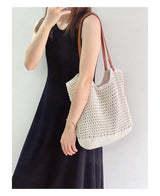 Women’s Oversized Cotton Knitted Shoulder Bag for Boho Everyday Style & Gifts