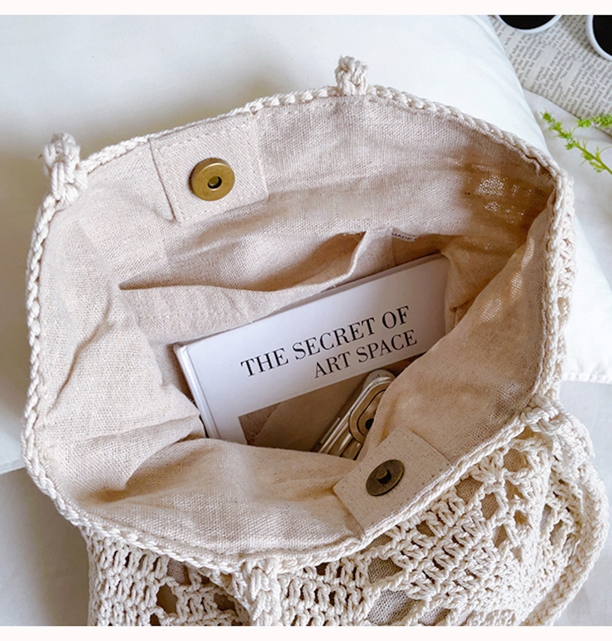 Women’s Retro Artsy Cotton Knitted Bag Shoulder Bag for Boho Everyday Style & Gifts