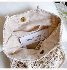 Women’s Retro Artsy Cotton Knitted Bag Shoulder Bag for Boho Everyday Style & Gifts