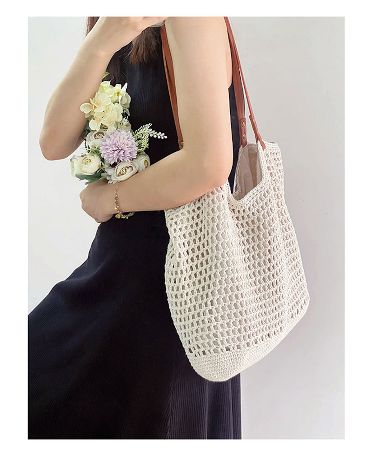 Women’s Oversized Cotton Knitted Shoulder Bag for Boho Everyday Style & Gifts