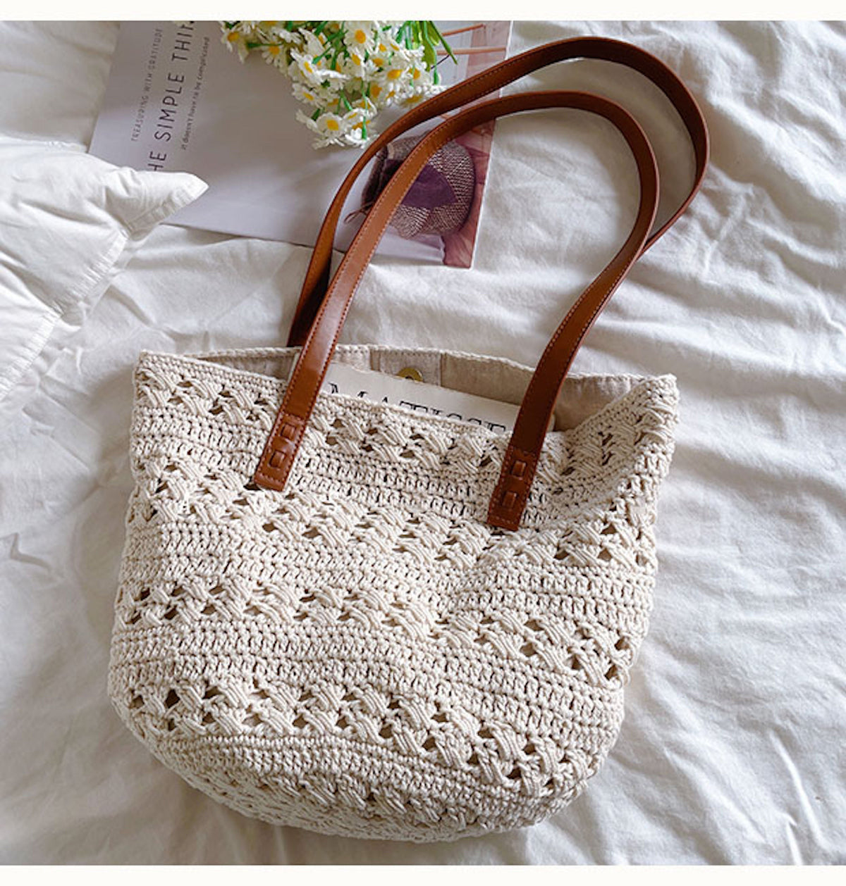 Women’s Retro Cotton Knitted Shoulder Bag for Boho Everyday Style & Gifts