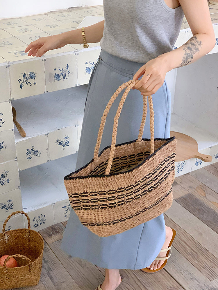 Women’s Everyday Small Raffia Straw Handbag Tote Bag for Beach, Vacation & Summer Outfits