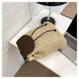 Women’s Straw Woven Backpack with Leather Strap and Flap Tote Bag for Beach, Vacation & Summer Outfits