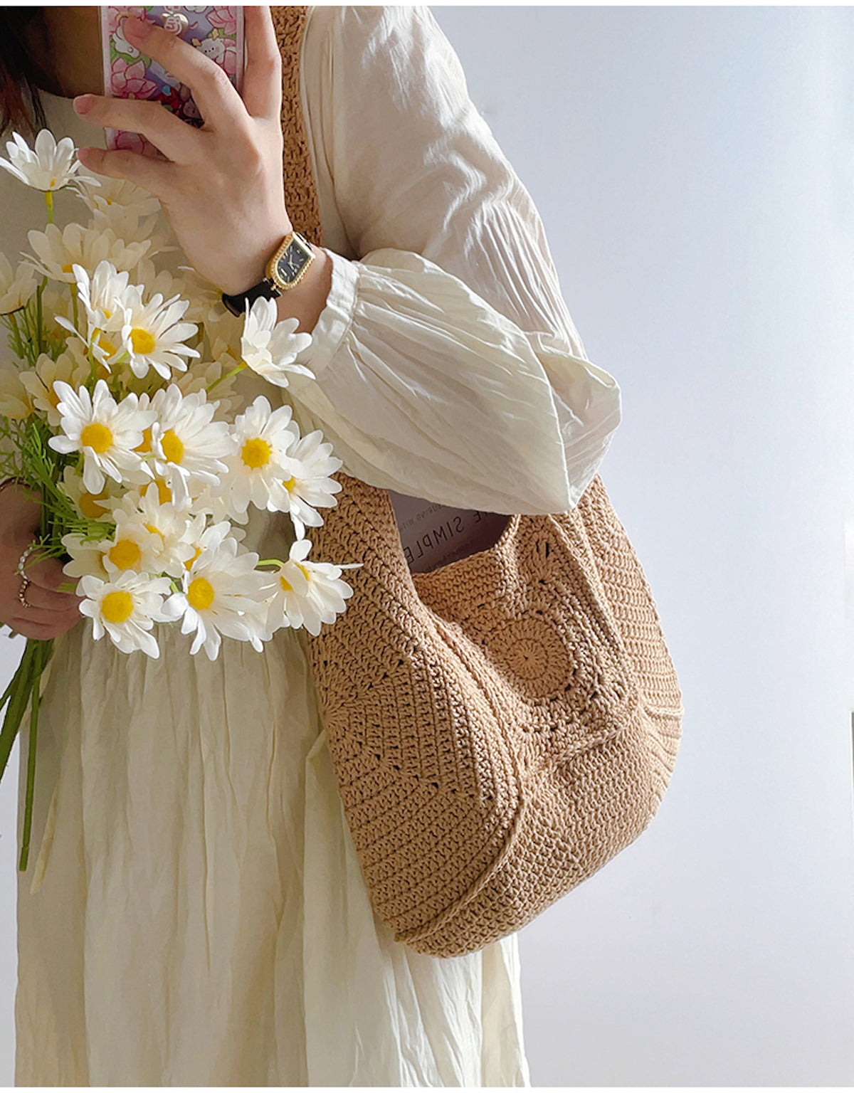 Women’s Boho Crochet Shoulder Bag Tote Bag for Boho Everyday Style & Gifts