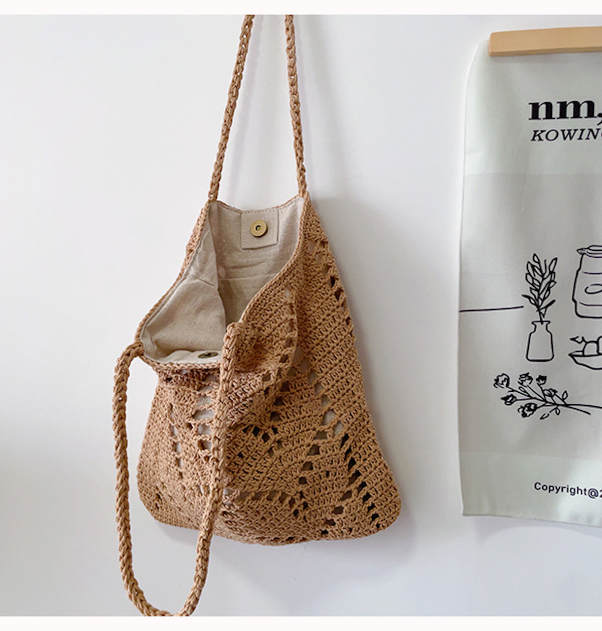 Women’s Retro Artsy Cotton Knitted Bag Shoulder Bag for Boho Everyday Style & Gifts
