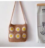 Women’s Handmade Crochet Floral Square Shoulder Bag Purse for Boho Everyday Style & Gifts