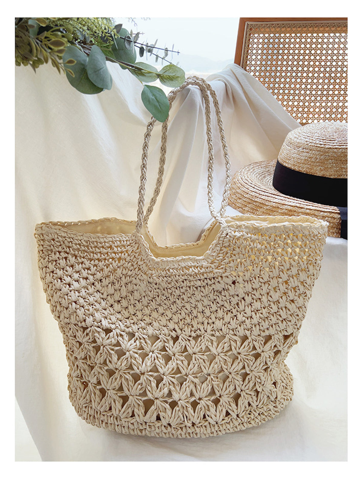 Women’s Large Straw Woven Tote Bag for Beach, Vacation & Summer Outfits