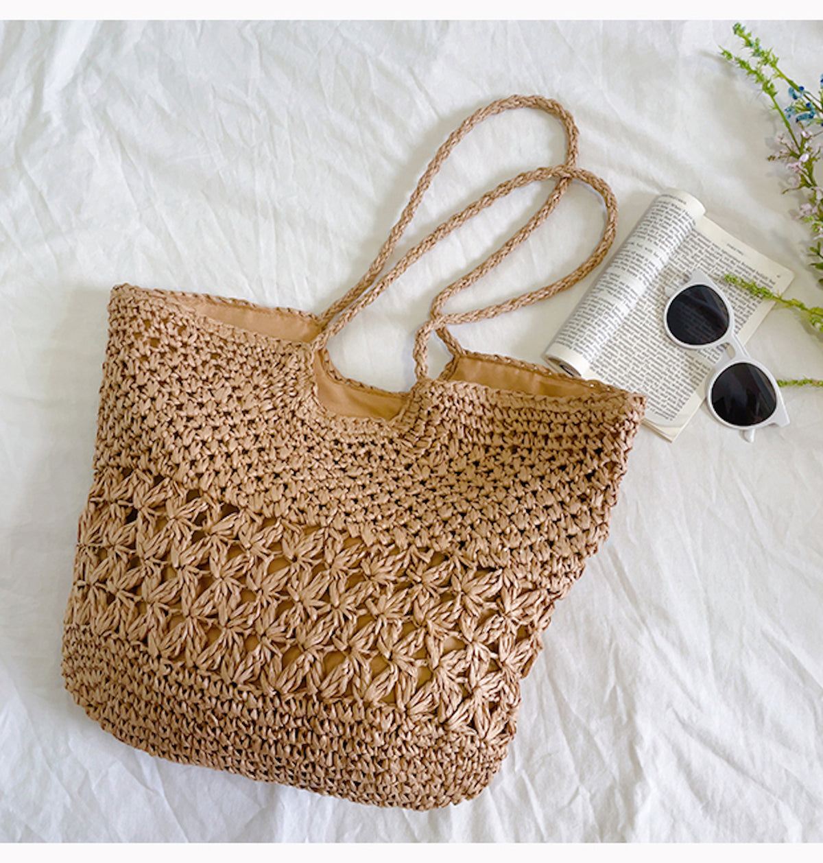 Women’s Large Straw Woven Tote Bag for Beach, Vacation & Summer Outfits
