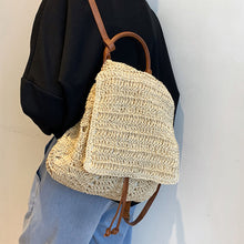 Women’s Straw Backpack with Leather Strap Tote Bag for Beach, Vacation & Summer Outfits