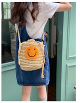 Women’s Straw Smiley Face Crossbody Bag for Beach, Vacation & Summer Outfits