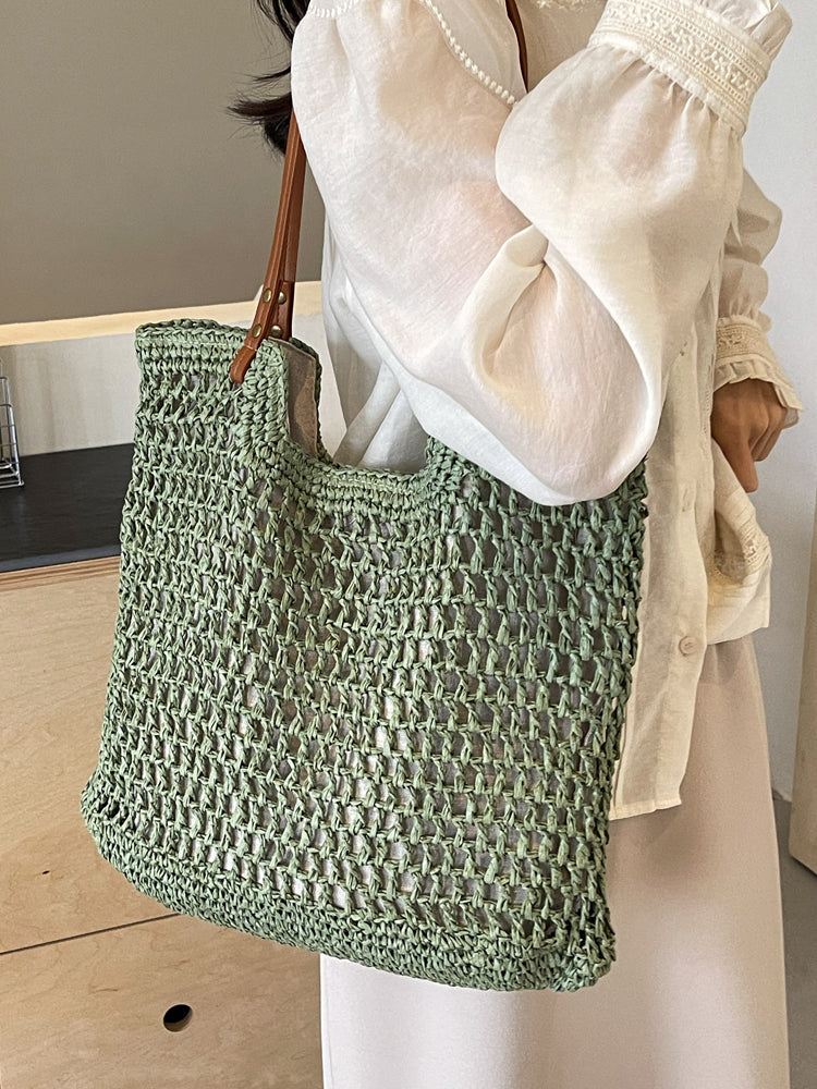 Women’s Lightweight Straw Woven Square Tote Bag for Beach, Vacation & Summer Outfits