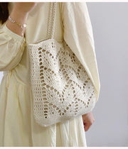 Women’s Retro Artsy Cotton Knitted Bag Shoulder Bag for Boho Everyday Style & Gifts