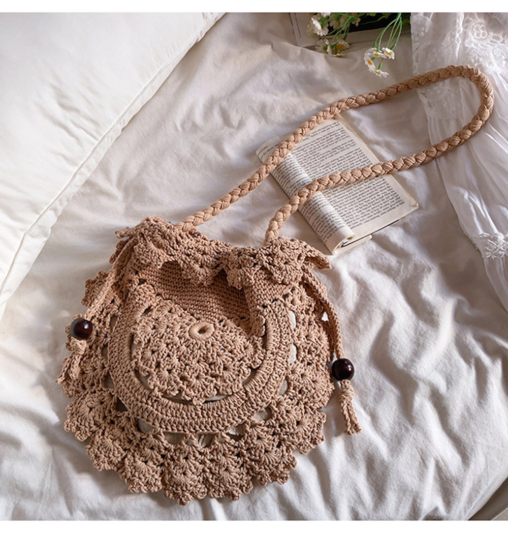 Damen Häkel-Baumwoll-Boho-Strick-Umhängetasche Umhängetasche für Boho-Alltagsstil & Geschenke