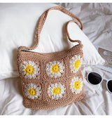 Women’s Handmade Crochet Floral Square Shoulder Bag Purse for Boho Everyday Style & Gifts