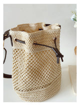 Women’s Straw Bucket Shoulder Bag Summer Crossbody Bag for Beach, Vacation & Summer Outfits