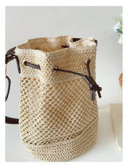 Women’s Straw Bucket Shoulder Bag Summer Crossbody Bag for Beach, Vacation & Summer Outfits