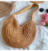Women’s Round Straw Tote for Beach, Vacation & Summer Outfits