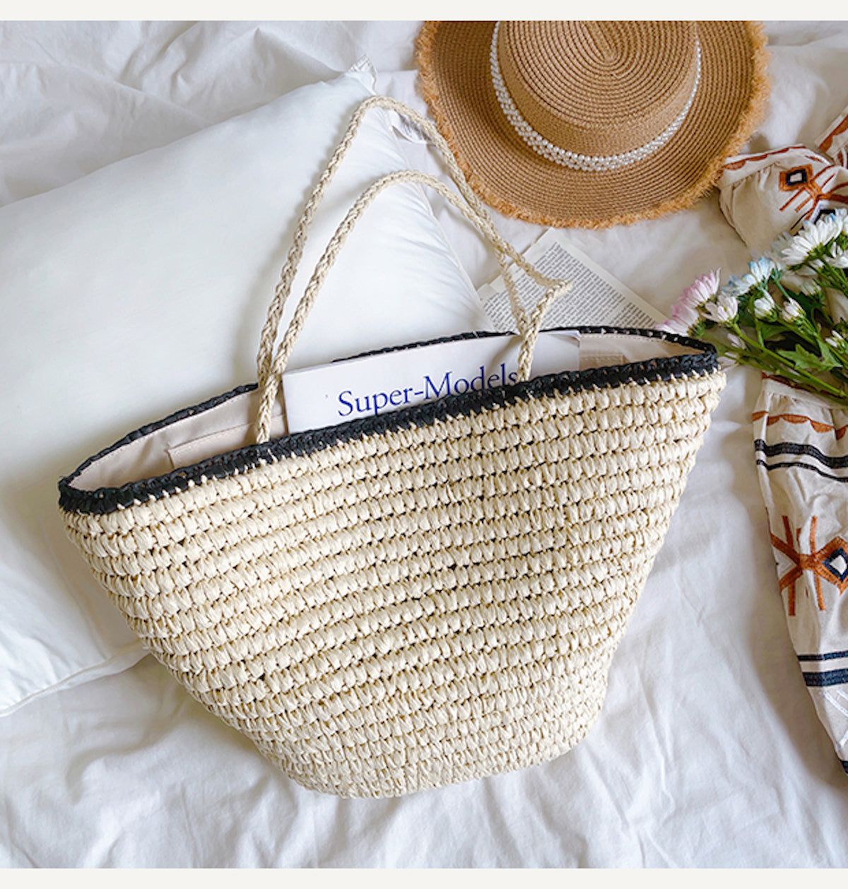 Women’s Summer Straw Basket Summer Tote for Beach, Vacation & Summer Outfits