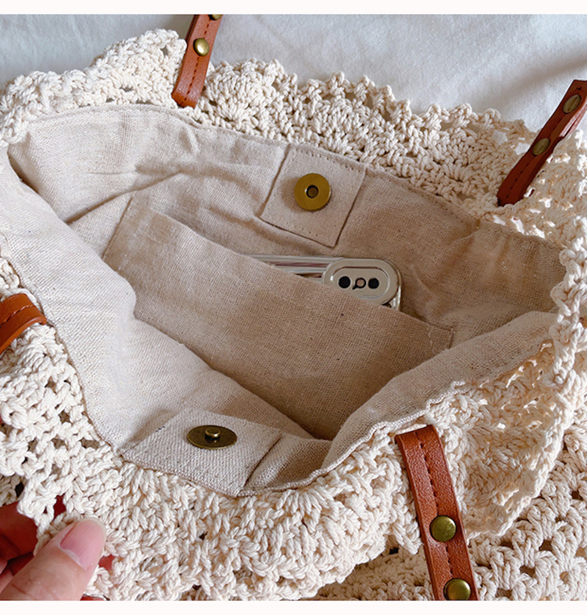 Women’s Floral Design Cotton Knitted Shoulder Bag for Boho Everyday Style & Gifts