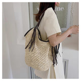 Women’s Large Straw Woven Bucket Tote Bag for Beach, Vacation & Summer Outfits