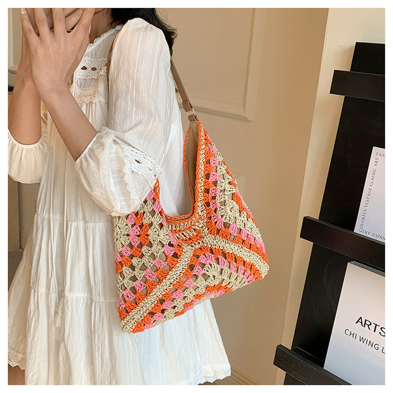 Women’s Straw Woven Shoulder Bag Tote Bag for Beach, Vacation & Summer Outfits