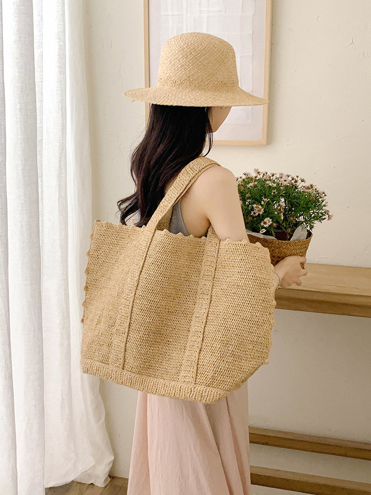 Women’s Soft Raffia Woven Summer Straw Shoulder Bag Tote Bag for Beach, Vacation & Summer Outfits