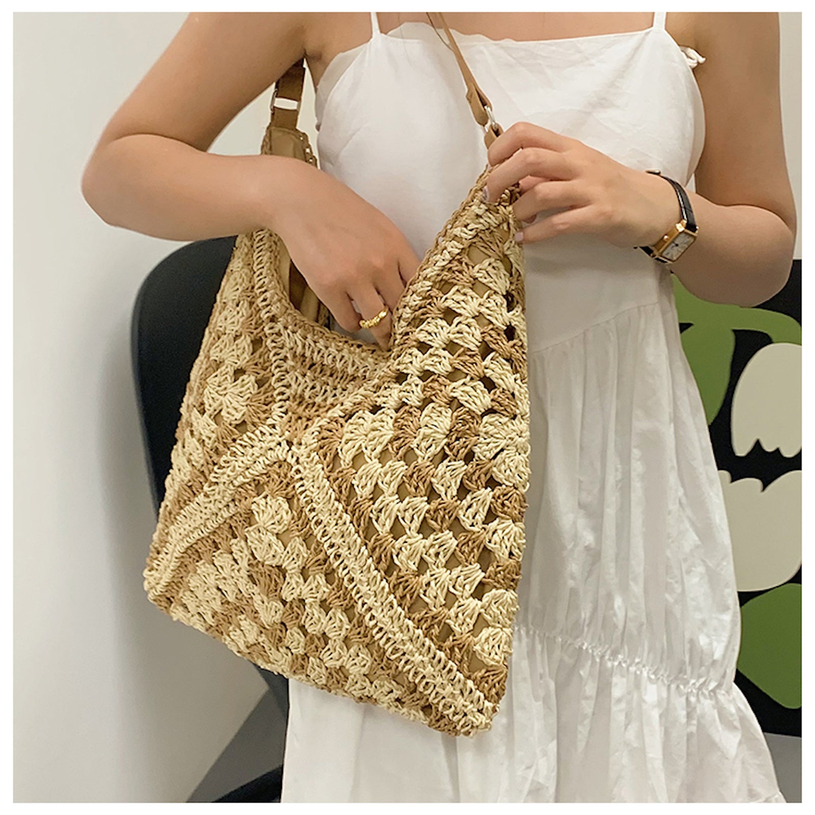 Women’s Straw Woven Shoulder Bag Tote Bag for Beach, Vacation & Summer Outfits