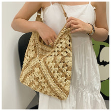 Geflochtene Stroh-Schultertasche für Damen, Strandtasche für Urlaub & Sommer-Outfits