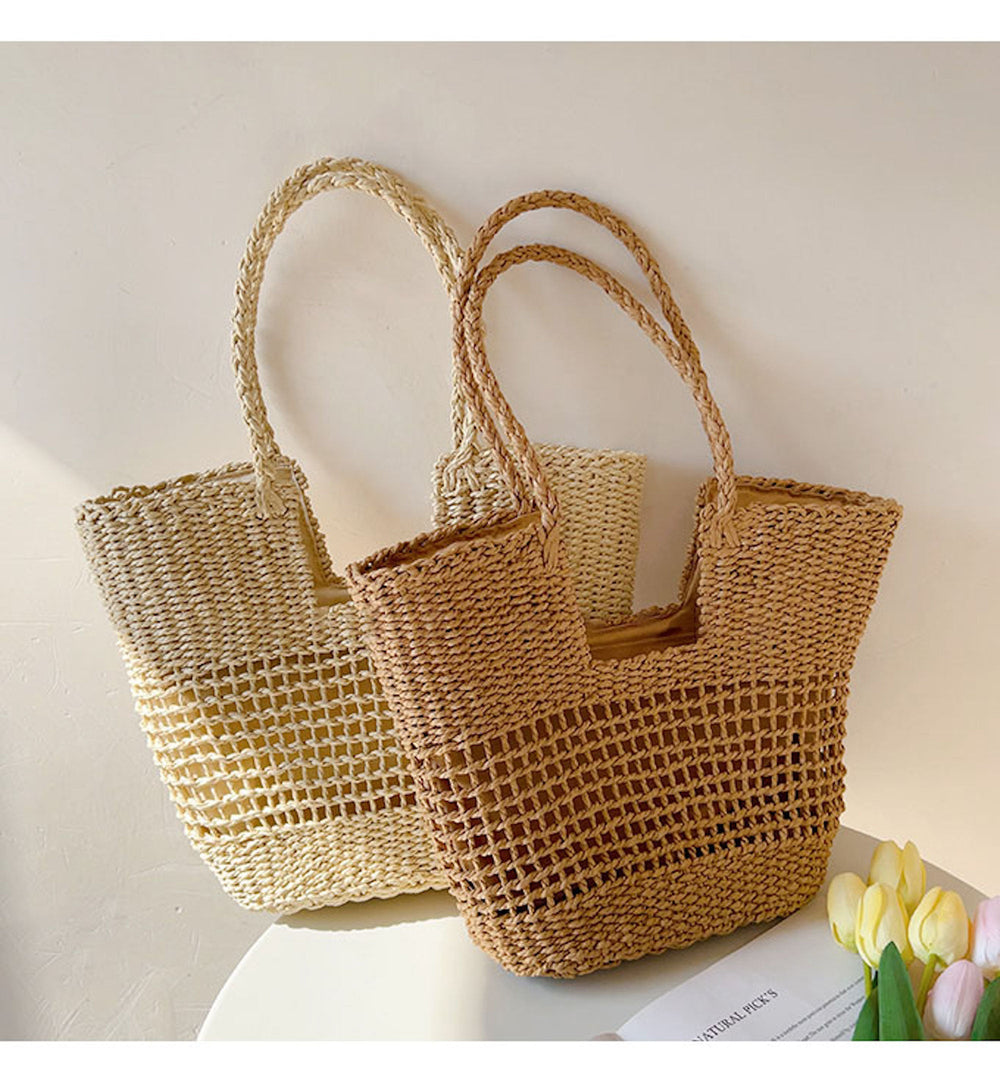 Women’s Straw Basket Summer Tote Bag for Beach, Vacation & Summer Outfits
