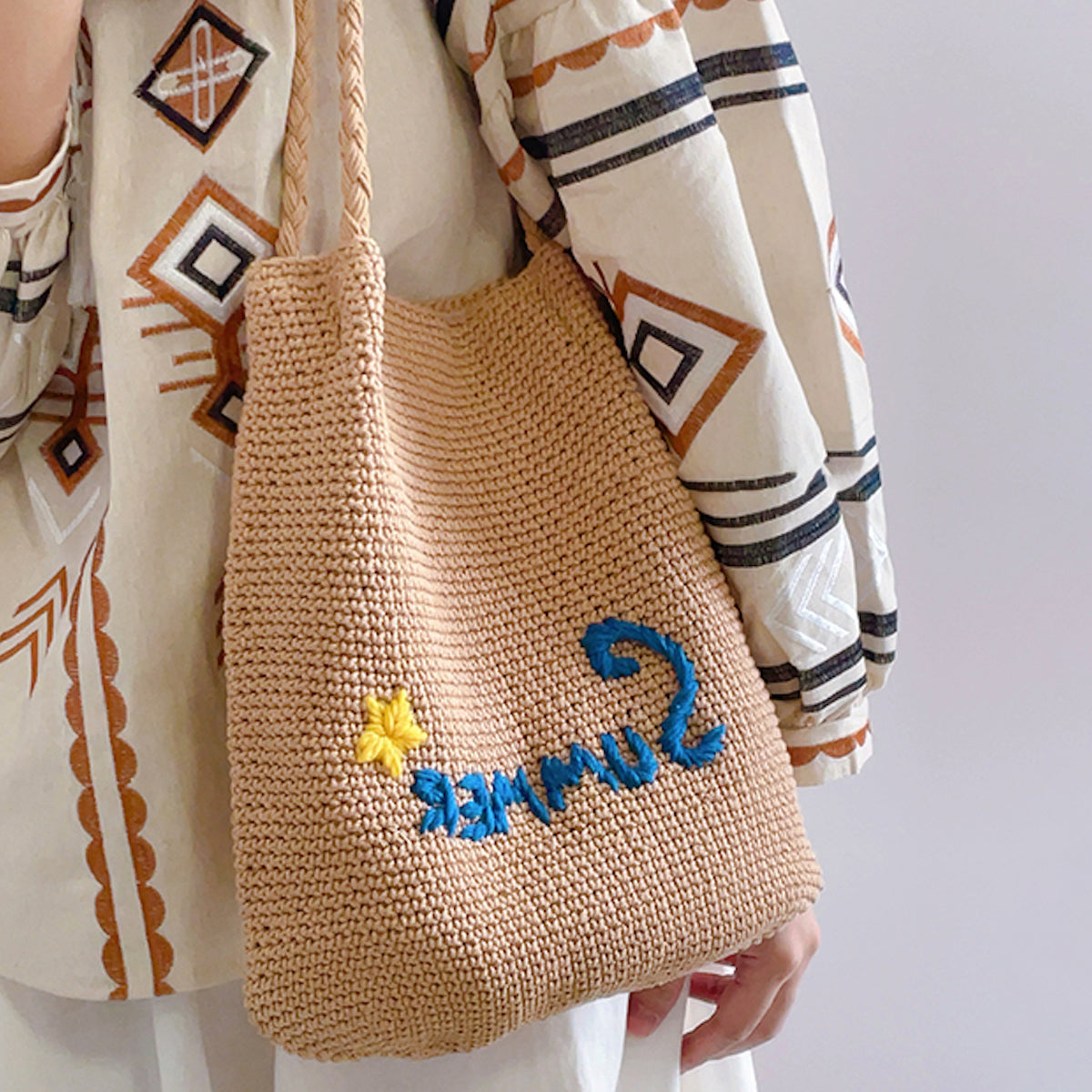 Women’s Summer Cotton Knitted Bag Shoulder Bag for Boho Everyday Style & Gifts