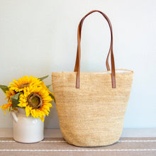 Damen Raffia-Strohtasche mit Henkeln aus echtem Leder für Strand, Urlaub & Sommer-Outfits